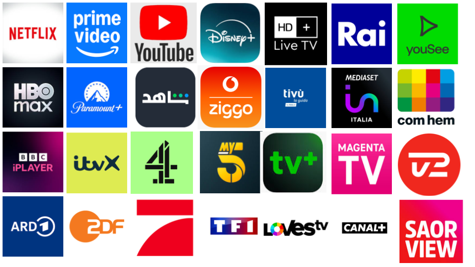 Streaming and TV app icons